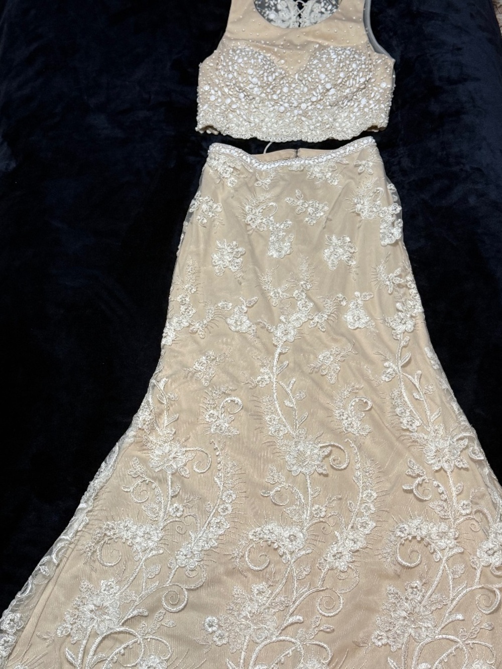 Ivory Nude Bridal Dress with Rhinestones Size 8 (Altered to 6) Boutique NYC